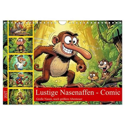Lustige Nasenaffen - Comic (Wandkalender 2027 DIN A4 quer), CALVENDO Monatskalender