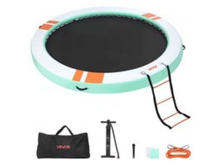 VEVOR Aufblasbares Schwimmdock, φ3,66 m, Schwimmplattform mit Rutschfester Oberfläche, Tragetasche & Abnehmbarer Leiter, Schwimmende Insel, Wasserplattform für Pool, Strand & Meer, Rund