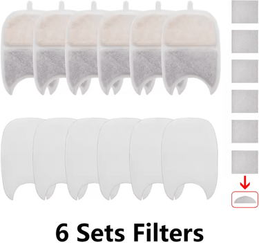 Inspire Curations Multi Pack Pet Water Fountain Replacement Filters 6pcs