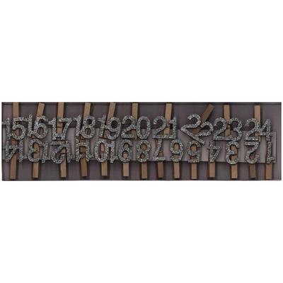 Adventskalender Zahlen-Clips, Holz, silber-glitzer