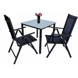 VCM 3 tlg. Gartenmöbel Set   Sitzgruppe Essgruppe   1x Tisch, 2x Stühle   Tisch Maße ca. H. 76 x B. 80 x T. 80 cm   Stühle 80 MA Miami