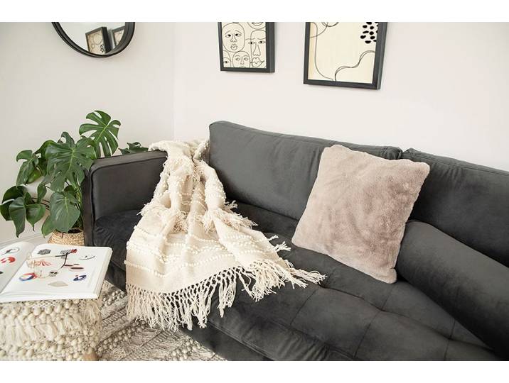 Wohndecke KAYOOM Bohist 325 , beige (natur), B:130cm L:170cm, Wolle, Wohndecken, Wohndecke