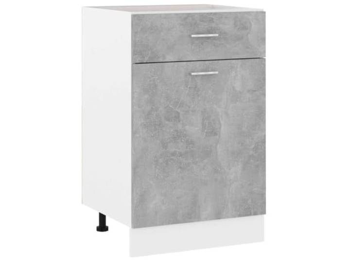 HKTMGDNG Küchenschrank Unterschrank Lyon Betongrau 50x46x81,5 cm Kompakter Beistellschrank für die Küche mit einer Schublade und zwei Fächern für Ordnung in Ihrer Speisekammer.