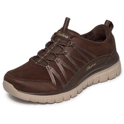Slip-On Sneaker SKECHERS "GRACEFUL-COZY HUG", Damen, Gr. 39, Chenille, braun (dunkelbraun), Textil, Schuhe, Slipper, Schlupfschuh mit elastischer Schnürung