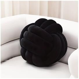 Lush Living Finds Decorative Knot Ball Pillows Round Plush Aesthetic Cushion Soft Stress Relieving Pillows For Bed Decor black