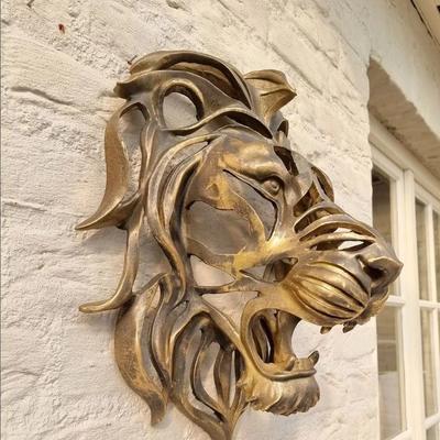 Uplifted Finds Majestic 28cm Golden Lion Head Wall Sculpture   Luxury Resin King Of The Jungle Art Decor For Living Room & Bedroom Majestic 28cm Golden Lion Head Wall Sculpture   Luxury Resin King Of The Jungle Art Decor For Living Room & Bedroom