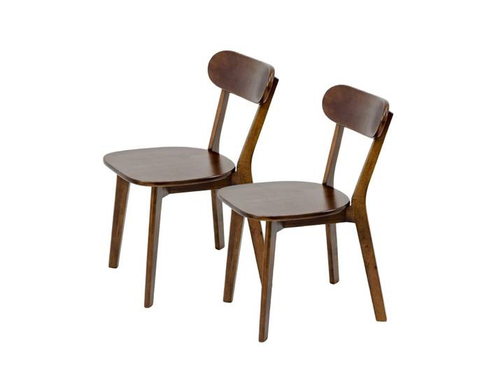 Lot de 2 chaises en bois coloris noyer dossier courbé
