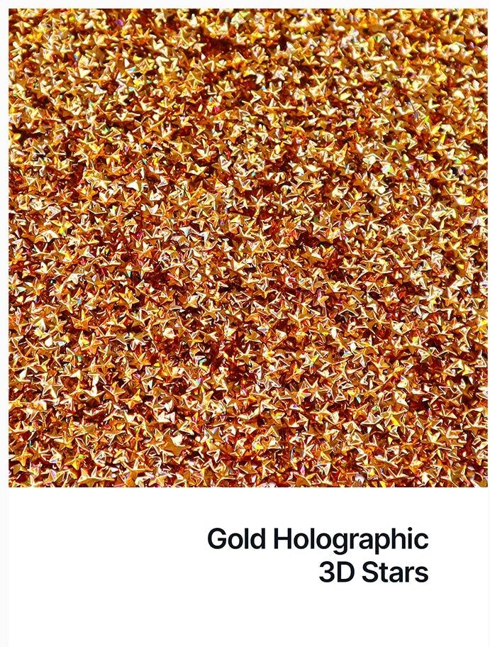 Hemway Shaped Ultra Sparkle Glitter   3D Star   Cosmetic, Festival, Crafts - Gold Holographic - Shaped 50g
