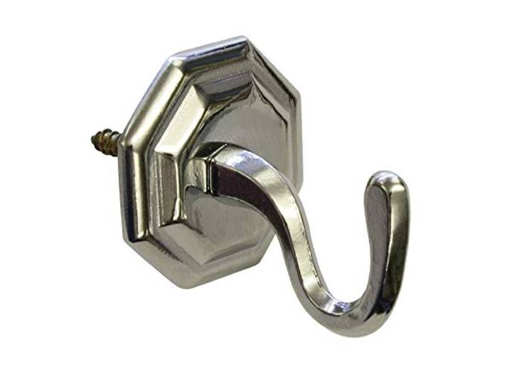 Gardinia Zierhaken für Vorhänge und Gardinen, Raffhaken zum Schrauben, Klassik, 2 Stück, Länge: 4 cm, Metall, Chrom