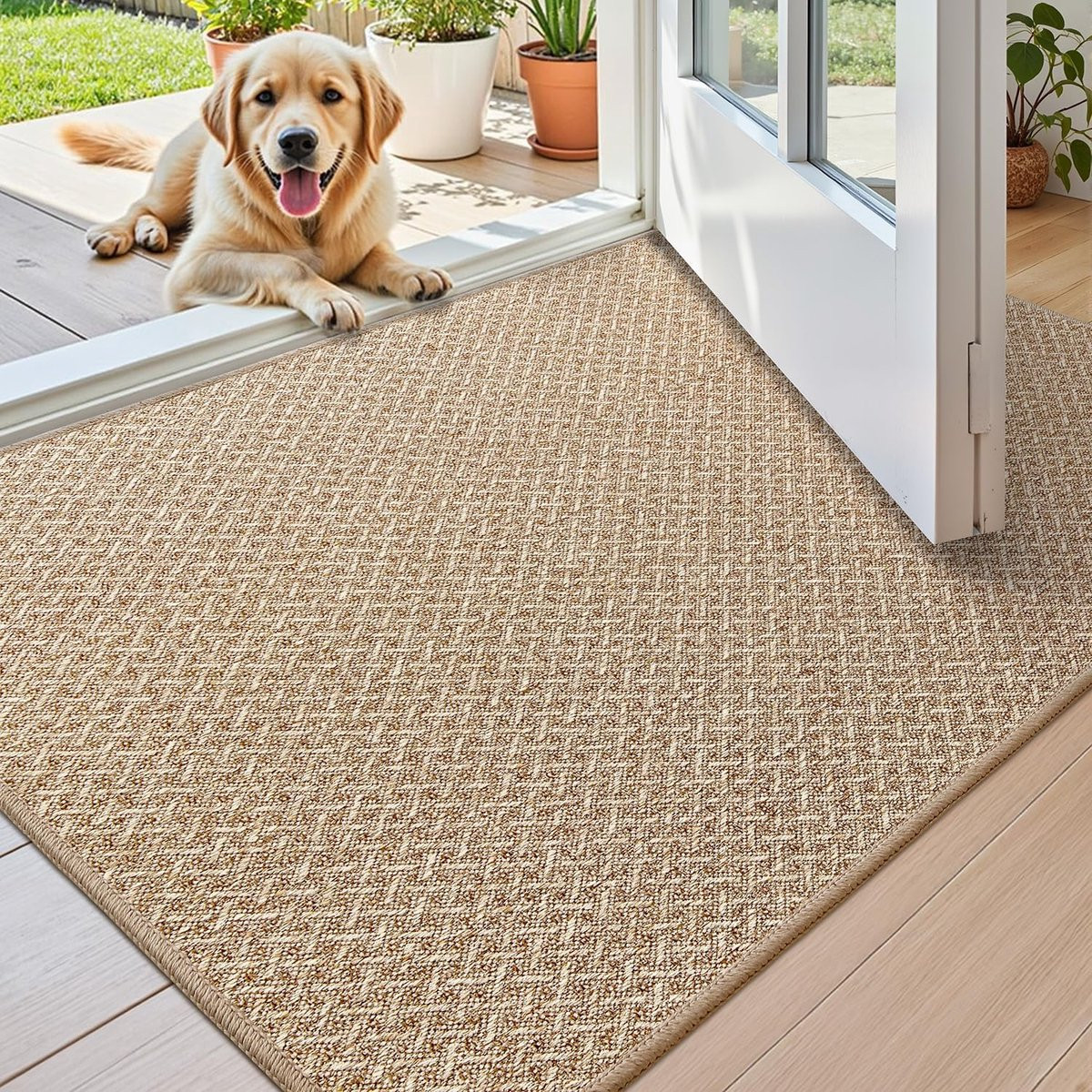 SnelShoppen Indoor Doormat Khaki - Wasbare en Antislip Deurmat - B/D: 76 x 44 cm