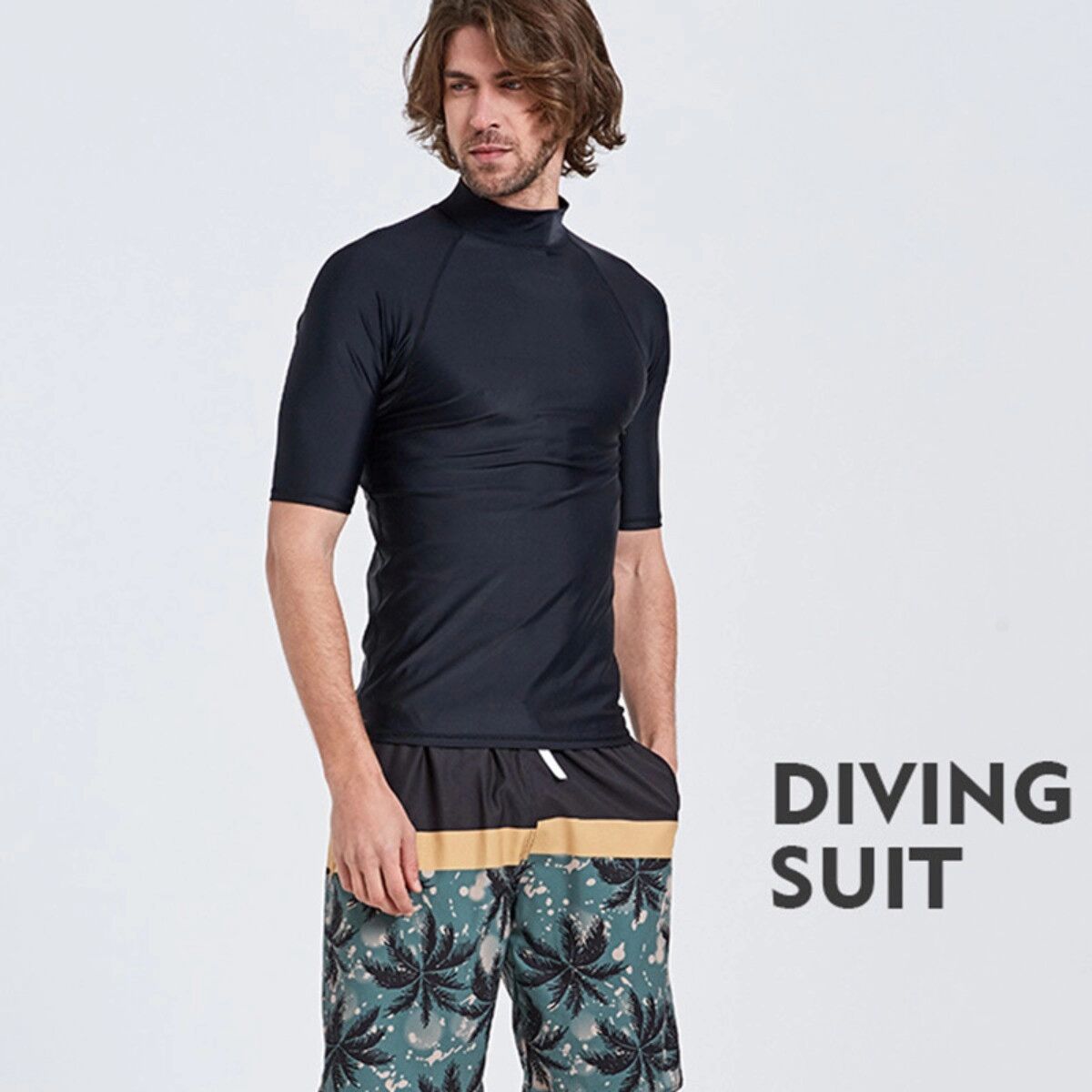 INF Kurzarm Quick-Dry Rash-Guard Top – UV-Schutz, Nylon-Spandex, leichtes Wetsuit-Shirt für Schwimmen und Wassersport XL Schwarz
