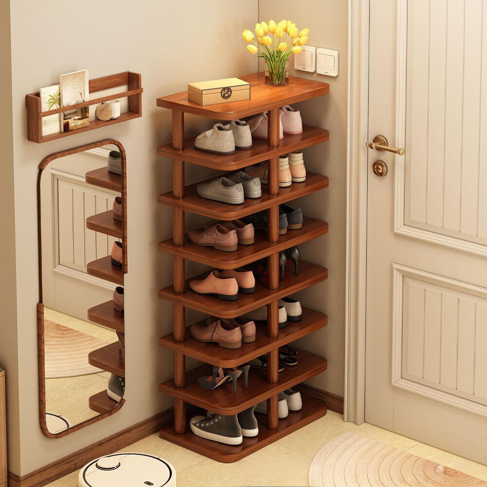 Norden Home 6/8 Tier Vertical Shoe Rack Shoes Storage Display Shelf For Home Entrance Hall Brown 14