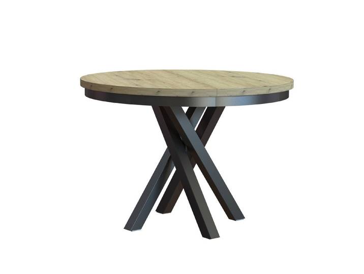 Design Möbel Wohnzimmertisch KRYSS – Runder ausziehbarer Esstisch im modernen Loft-Stil 100-160 CM