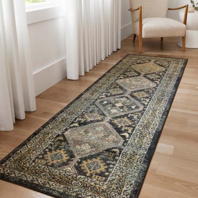 Alexander Home Luxe Antiqued-Diamond Motif Distressed Area Rug