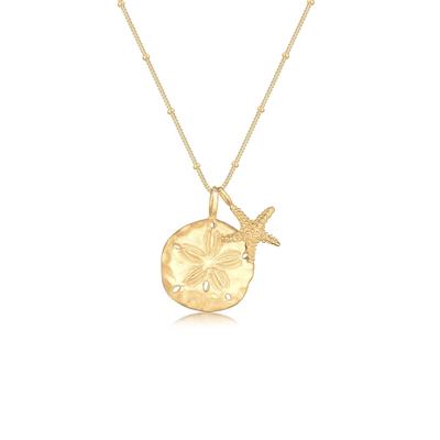 Kette mit Anhänger ELLI "Blume Seestern Maritim 925 Sterling Silber" Gr. 45, gold, Halsketten, Damen, 45, ohne Stein, Silber 925 (Sterlingsilber), L: 45