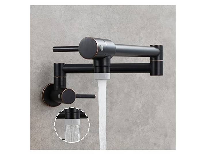 Küchenarmatur, Messing-Chrom-Küchenarmatur Doppelgriff-Küchenarmatur Wandmontierter klappbarer Doppelgriff-einzelner Kaltwasserhahn(Bifunctional ORB)