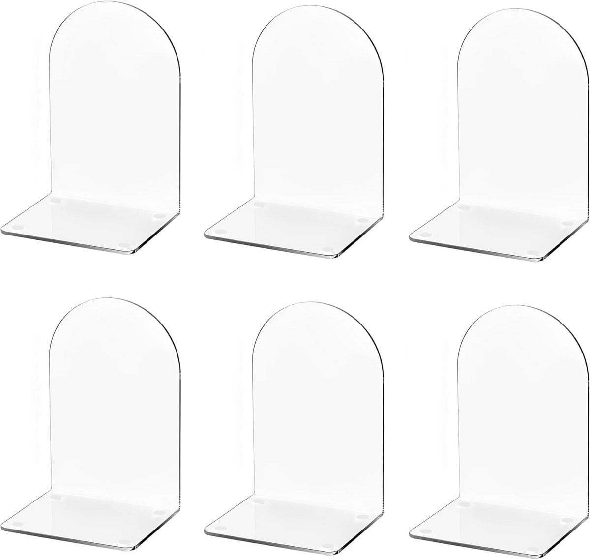 Set van 6 doorzichtige acryl boekensteunen met antislip voeten voor boekenplanken