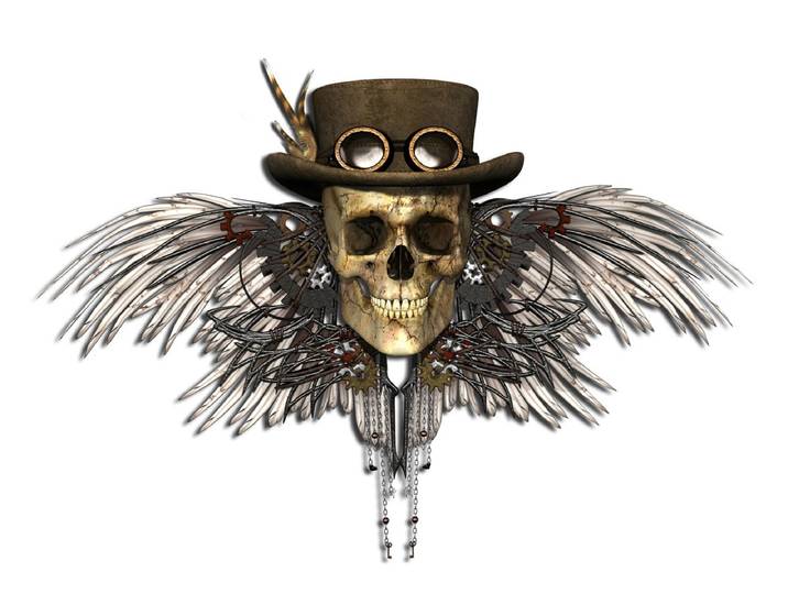 Fototapete PAPERMOON Steampunk totenkopf , bunt, B:3m L:2,23m, Vlies, Tapeten, Fototapete