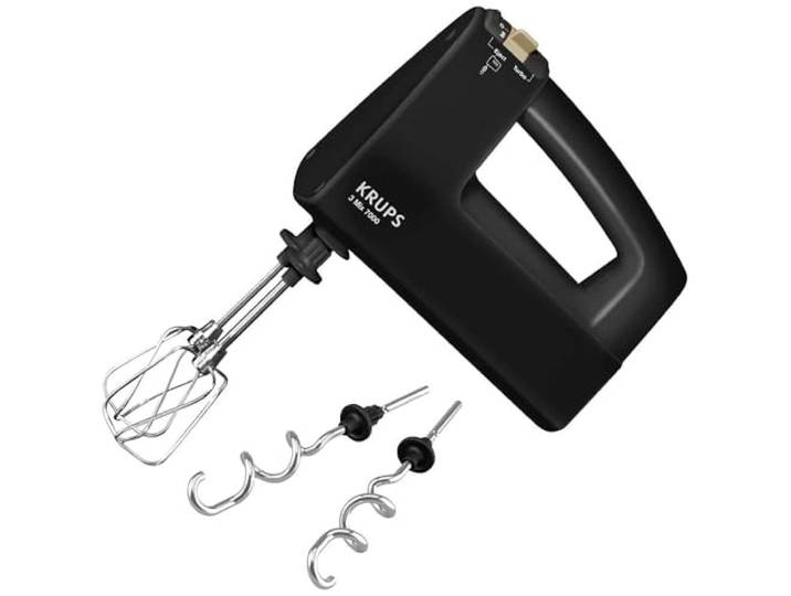 Krups F60858 3 MIX 7000 Handmixer 60 Jahre Edition 500W ergonomischer Griff 1,65m-langes Kabel Geschwindigkeitsregler, Schneebesen & Knethacken bis zu 1kg Brotteig Schwarz/Kupfer