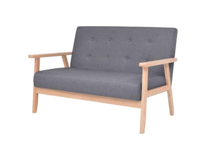 HEFZGDB Zweisitzer Sofa Stoff Dunkelgrau Bequemes Polstermöbel mit Holzrahmen – Weiches Polyester Sofa für Entspannung Fernsehen Lesen Einfache Montage Langlebig Stabiles Wohnzimmer