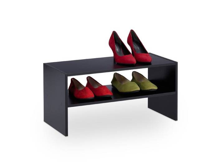 Relaxdays Schwarzes Schuhregal mit 2 Ablageflächen