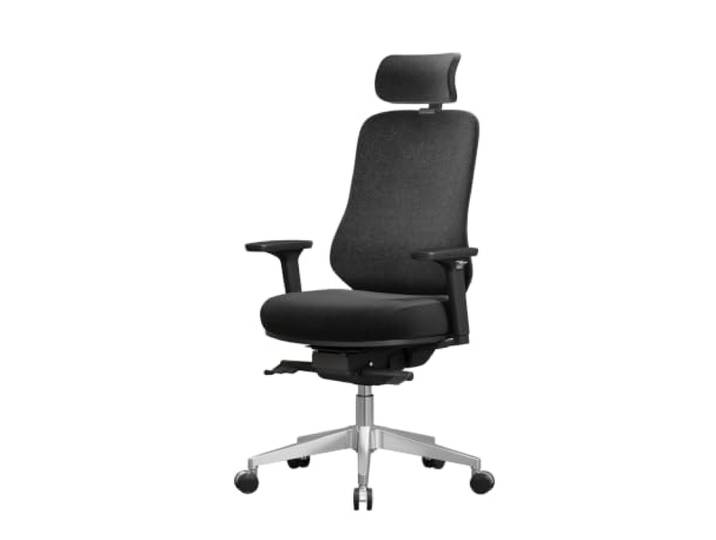 Ergolutions® Senta Bürodrehstuhl - Ergonomischer Schreibtischstuhl, Kopfstütze, 3D Armlehnen, Sitzneigung, Lumbalstütze, Synchronmechanik, BIFMA, 7 Jahre Garantie, bis 125kg, Schwarz/Blau/Grün