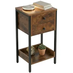 Relaxdays Beistelltisch mit Schublade & Ablage Braun,Schwarz