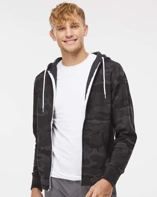 Independent Trading Co. AFX90UNZ Zip Hooded Sweatshirt in Black size Small   Cotton/Polyester Blend AFX90U