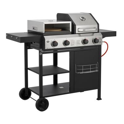 Gasgrill EL FUEGO "Kombigrill 3-in-1 Boston", schwarz, B:117cm H:117cm T:60,5cm, Grills, inkl. Pizzastein und Planchaplatte als Zubehör