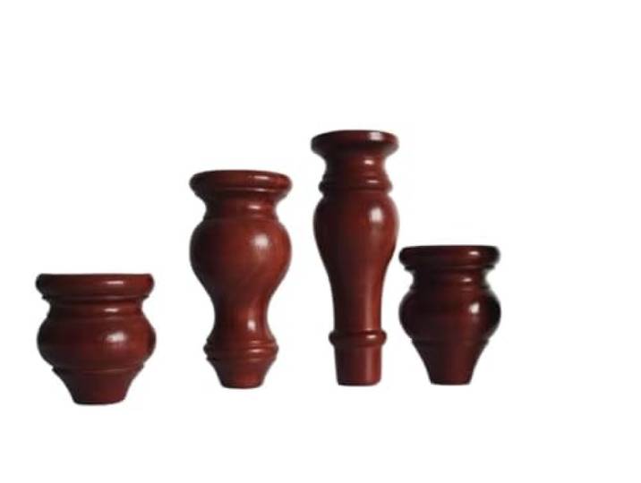 MKYYIOED Möbelfüße Holz 4 Stück Massivholz-Brötchenfüße For Bett, Schrank, Kommode, Couch, Sofa(Red,H15cm)