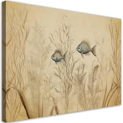 WANDBILD fische im boho stil beige