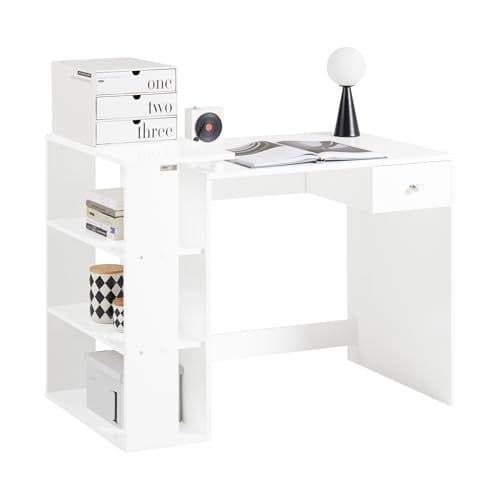 SoBuy Computer Bureau met Lade en Legplanken - Wit