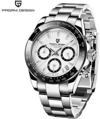 Uplifted Finds Pagani Design 40mm Quartz Watch Stainless Steel Sapphire steel White