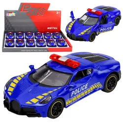 Sportwagen Polizeiwagen mit Motorantrieb, Metallblau, Maßstab 1:43