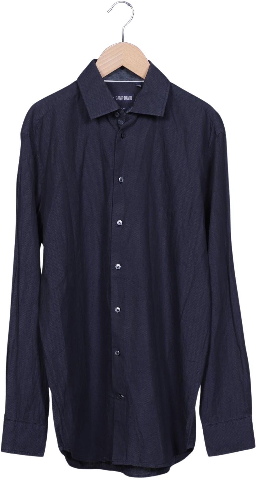 Camp David Herren Hemd, Marineblau, Gr. 40, Baumwolle - Second Hand