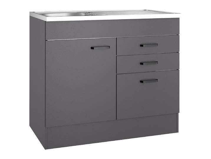 Meuble sous évier 1 porte 100 x 60cm Gris/Anthracite