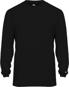 Badger Sport 4104 B-CORE LONG SLEEVE Top in Black size 4XL   Polyester BG4104, 410400