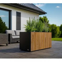 Herstera Garden Deco Planter 50 L | rechteckiger Pflanzkübel Outdoor | 50x100x50 cm - Schwarz