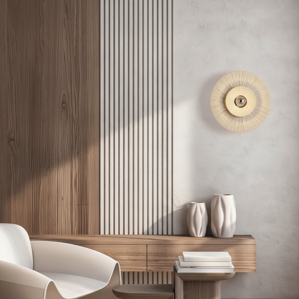 Lyora Japandi wandlamp Nora beige van papier en rattan