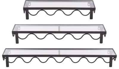 "SAFAVIEH Sani Scalloped 6-Inch Glass Iron Wall Shelf Set of 3, Black - 30"" W x 6"" D x 6"" H"