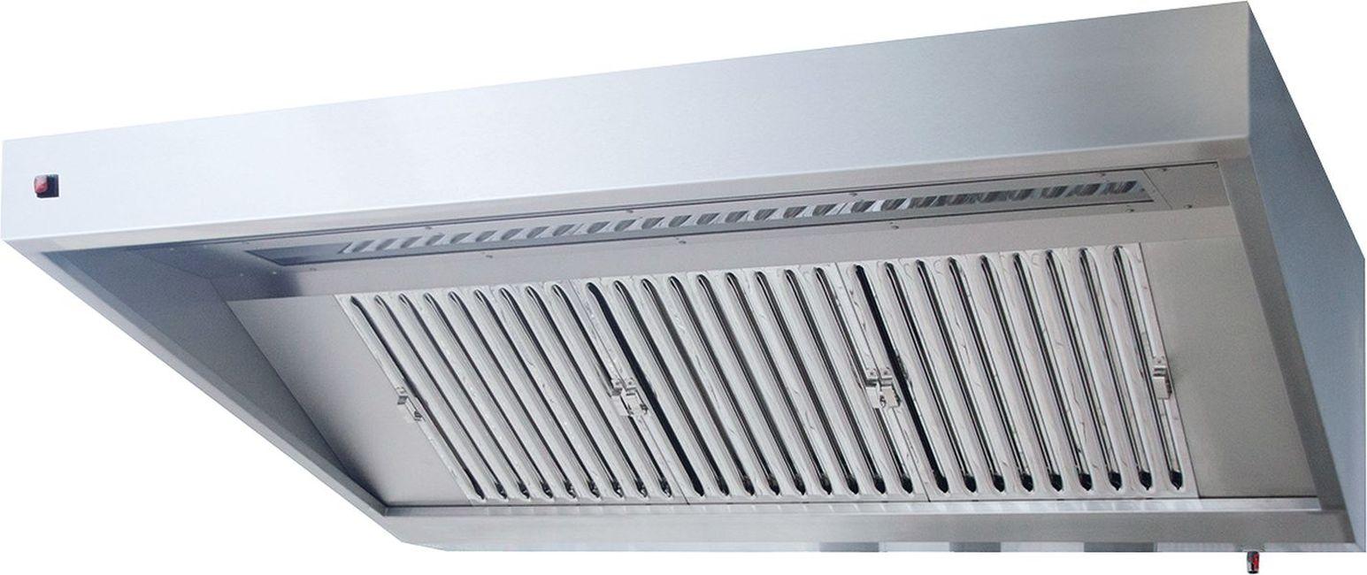 KBS Wandhaube Trapezform 2200x700x450 mm Flammschutzfilter Typ F1 Edelstahl