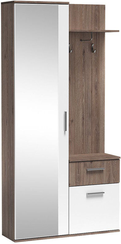 17 Stories LUX DRESSING ROOM WITH MIRROR Dark Brown/White 195cm H X 97cm W X 30cm D