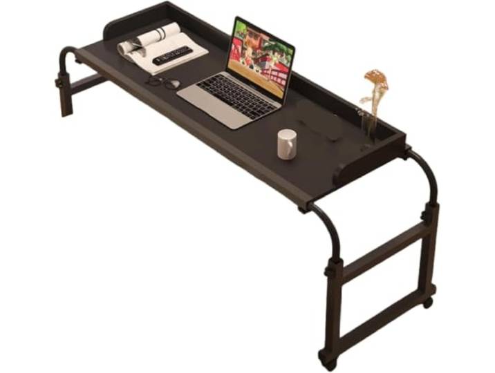 UMEXIDRA Betttisch aus Stahl mit Rollen Mehrfarbig for Arbeit am Bett, Essen und Unterhaltung(Brown,Black)