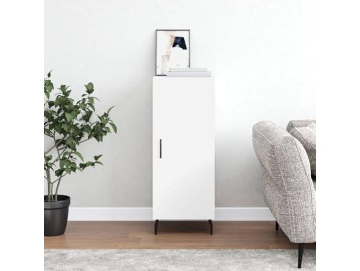 HEFZGDB Sideboard mit Wandhalterung und Stauraum, weißes Sideboard mit großer Ablagefläche, Zeitloses Beistellschrank Design für Wohnzimmer mit Metallbeinen und DREI Fächern