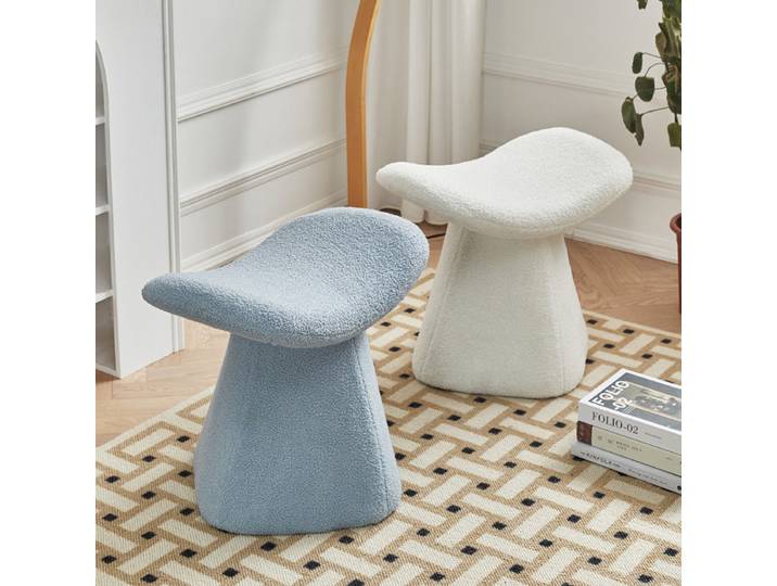Tabouret Joylive Home en cuir d'agneau en forme de croissant, tabouret de coiffeuse, chaise de maquillage, tabouret haut de gamme pour entrée et changement de chaussures