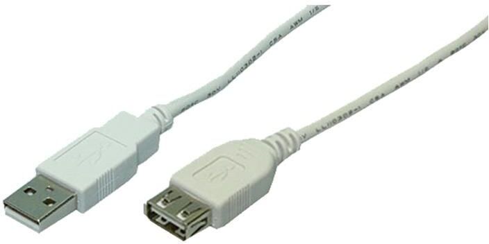 LogiLink USB 2.0 Extension Cable 2m, USB-A Male to USB-A Female - Grey