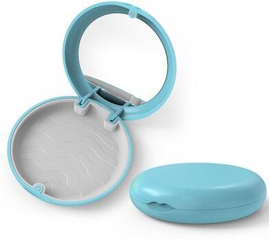 Fusion Finds Portable Retainer Case With Mirror For Aligners Dentures And Braces blue grey mirror
