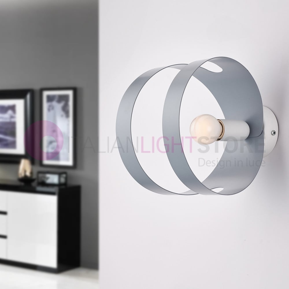 Rodi Lampada A Parete Moderna Con Anello Metallo Grigio