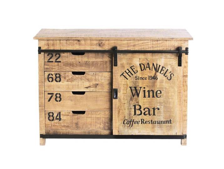 POPPY - Meuble de Rangement en Manguier Motif  Wine Bar