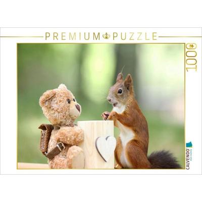 CALVENDO Puzzle Ein Motiv aus dem Kalender Eichhörnchen erobern unsere Herzen | 1000 Teile Lege-Größe 64x48cm Foto-Puzzle für glückliche Stunden